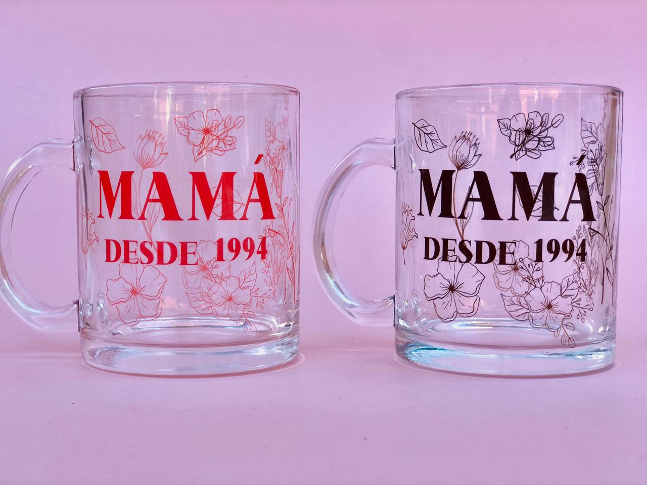 Taza de vidrio mamá (Solo disponible en vidrio ahumado)